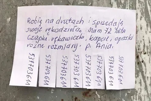 Zdjęcie ogłoszenia pani Ani, które zostało wrzucone na Facebooka