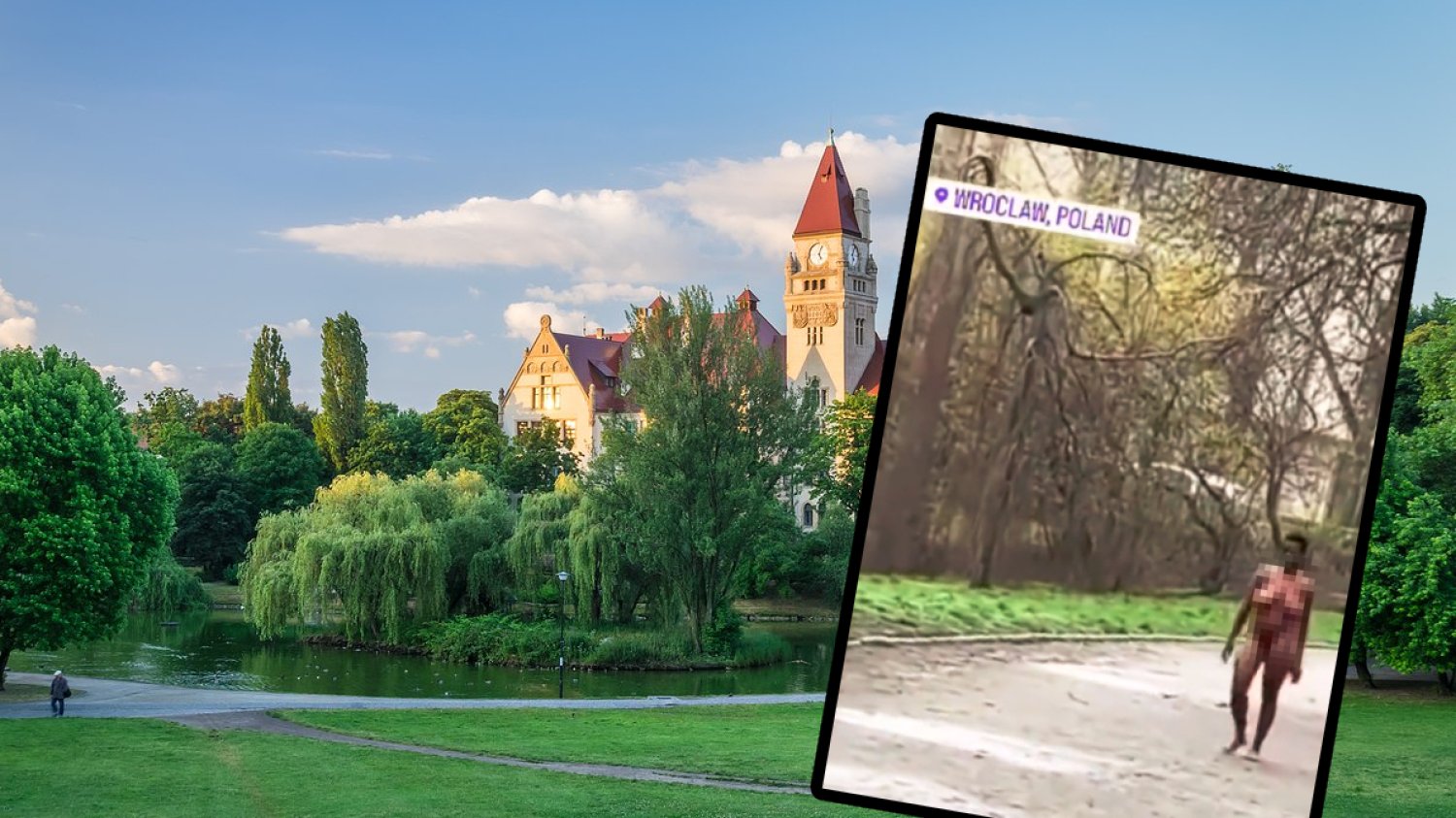 Naga, czarnoskóra kobieta biegała we Wrocławiu po parku. Jest nagranie