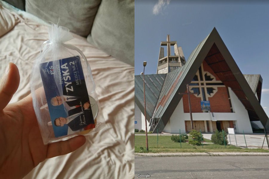 Parafianie w kościele w Świdnicy mieli dostać w kościele materiały wyborcze kandydata Prawa i Sprawiedliwości Ireneusza Zyski.