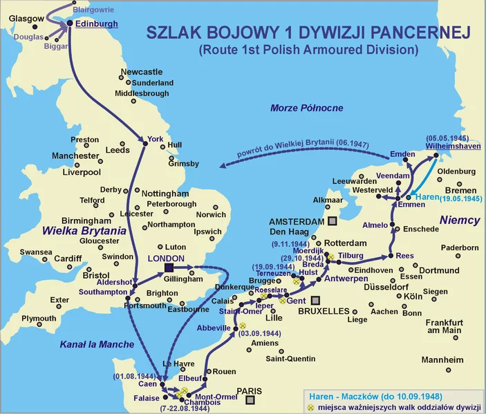 Szlak bojowy 1 Dywizji Pancernej gen. Maczka.