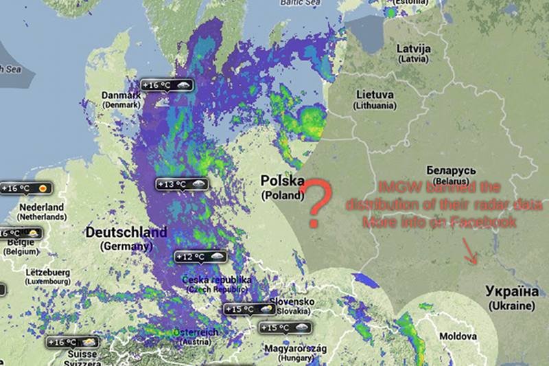 Internauci oburzeni. IMGW przestało publikować dane radarowe. "Opamiętajcie się". Radareu.cz bez danych z Polski.