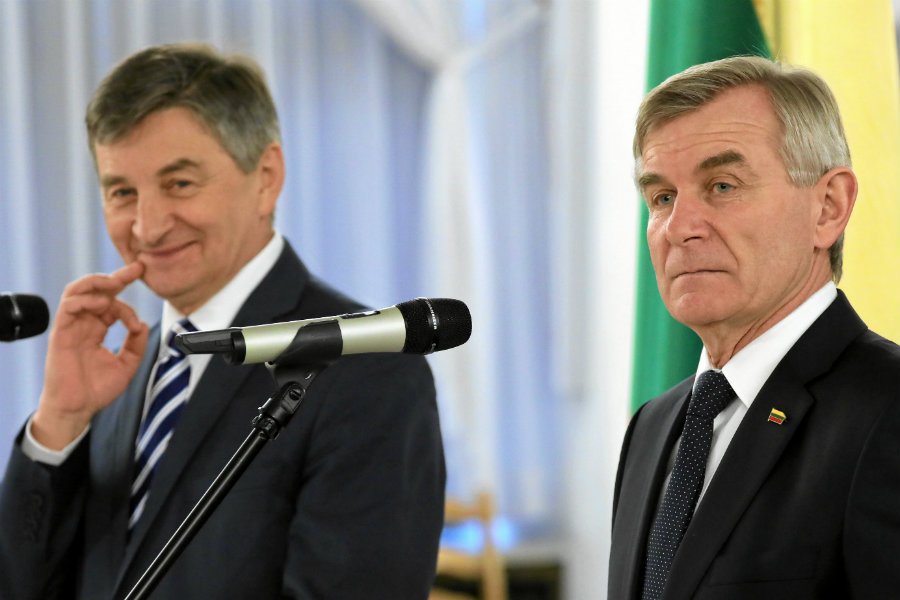 Marek Kuchciński i przewodniczący Seimasu Republiki Litewskiej Victoras Pranckietis