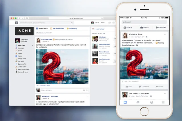 Tak wygląda testowana wersja narzędzia Facebook at Work
