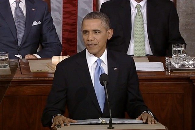 Prezydent Barack Obama podczas wygłaszania tegorocznego orędzia