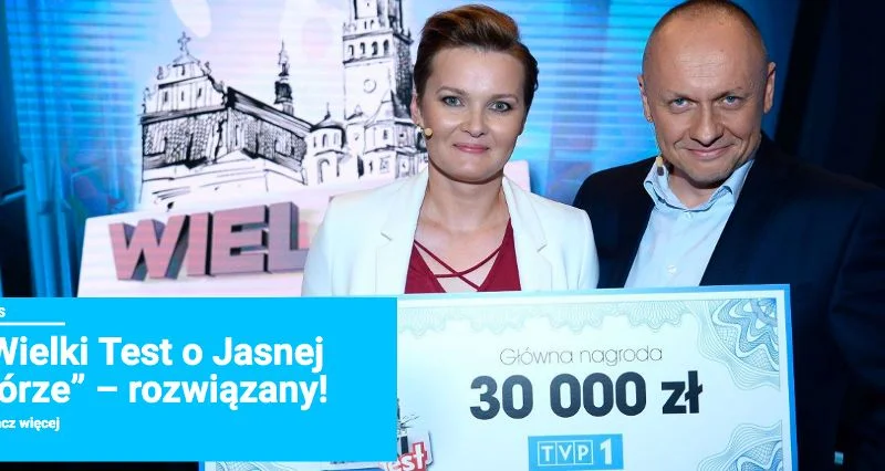 Zwycięzcy "Wielkiego Testu o Jasnej Górze" Rafał Porzeziński i Agnieszka Porzezińska