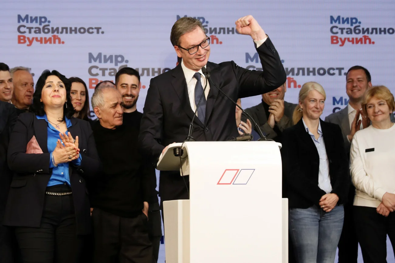 Urzędujący prezydent Serbii Aleksandar Vuczić już świętuje reelekcję