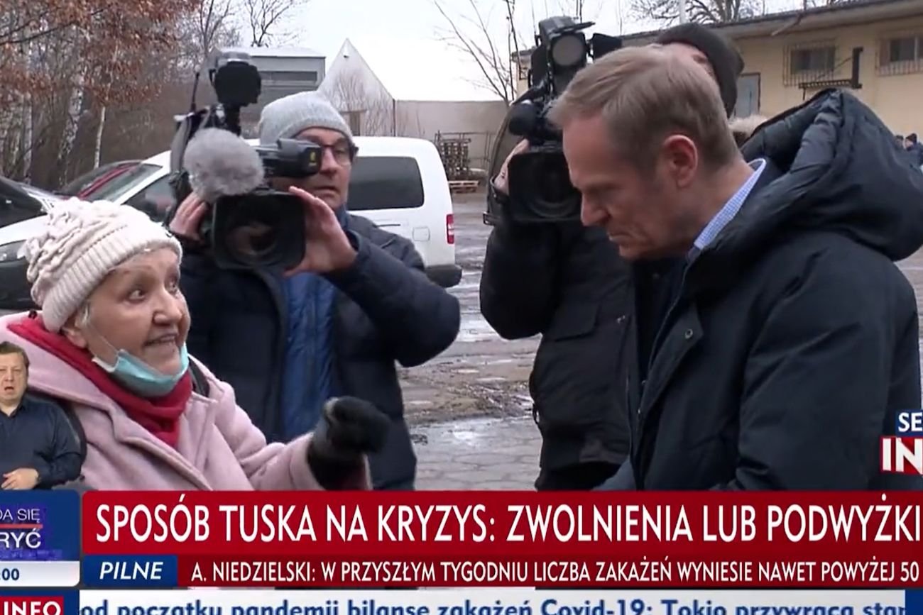 Na spotkanie z Tuskiem w Mińsku Mazowieckim przyszła starsza kobieta, która postanowiła wypytać polityka o to, "dlaczego sprzyja Niemcom".