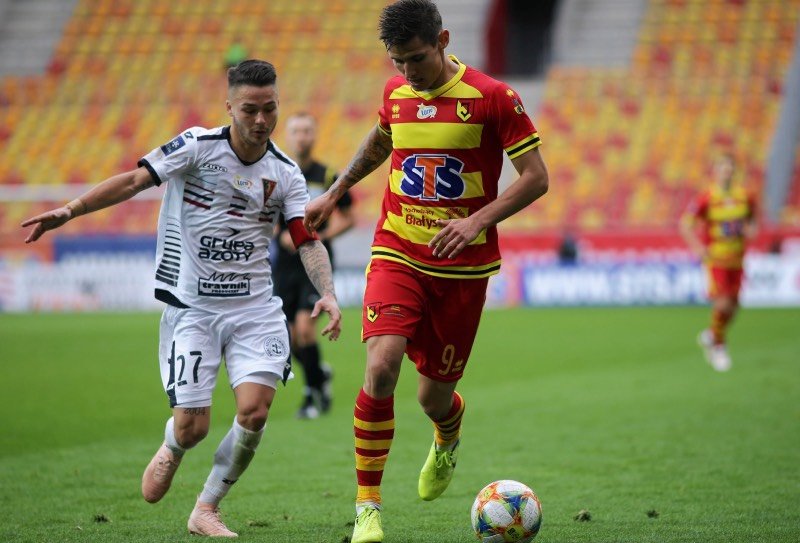 Klimala w barwach Jagiellonii Białystok. Patryk Klimala przechodzi z Celticu Glasgow do New York Red Bulls.