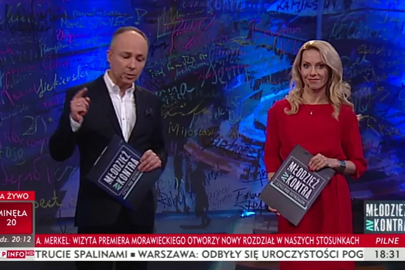 Sławomir Mokrzycki i Małgorzata Opczowska, prowadzący "Młodzież kontra"