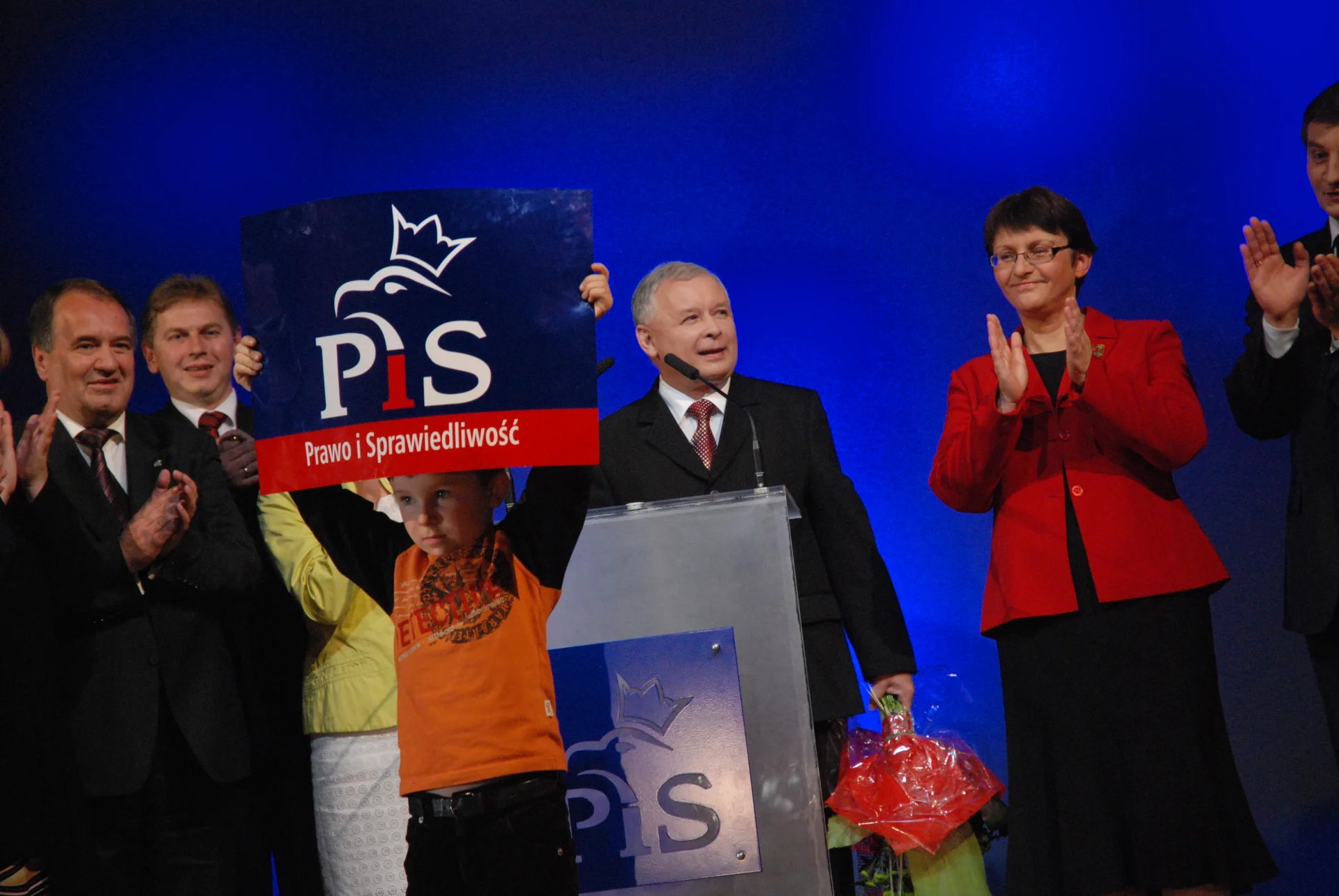 Grażyna Gęsicka z Jarosławem Kaczyńskim na konwencji PiS w Rzeszowie (2007).