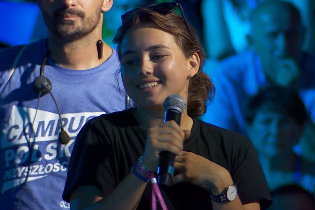 Szymon Hołownia na Campusie Polska. Aplauz na sali po pytaniu Dominiki.