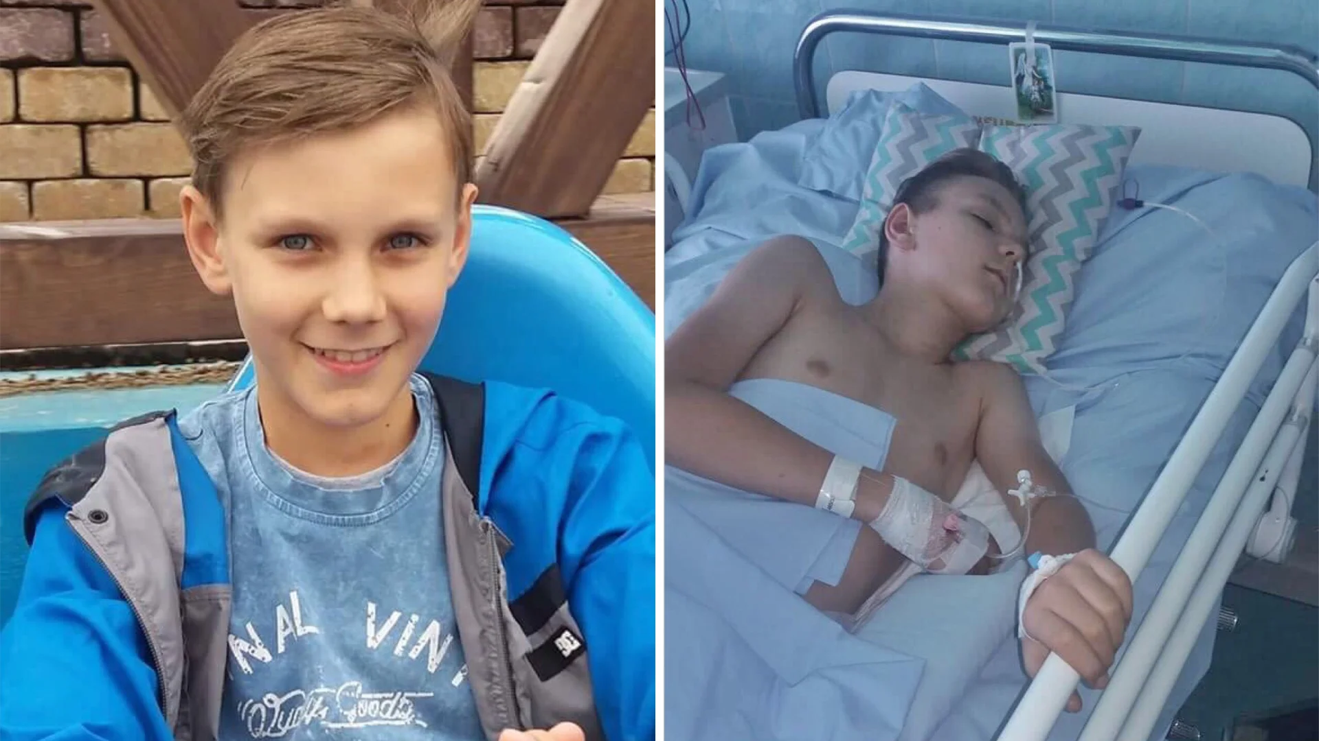 Paweł Rek. Po lewej dziecko zdrowe, po prawej w ciężkim stanie