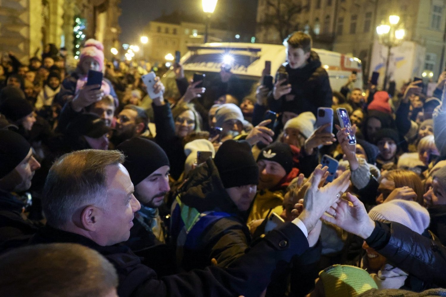 Andrzej Duda podczas spotkania we Lwowie.