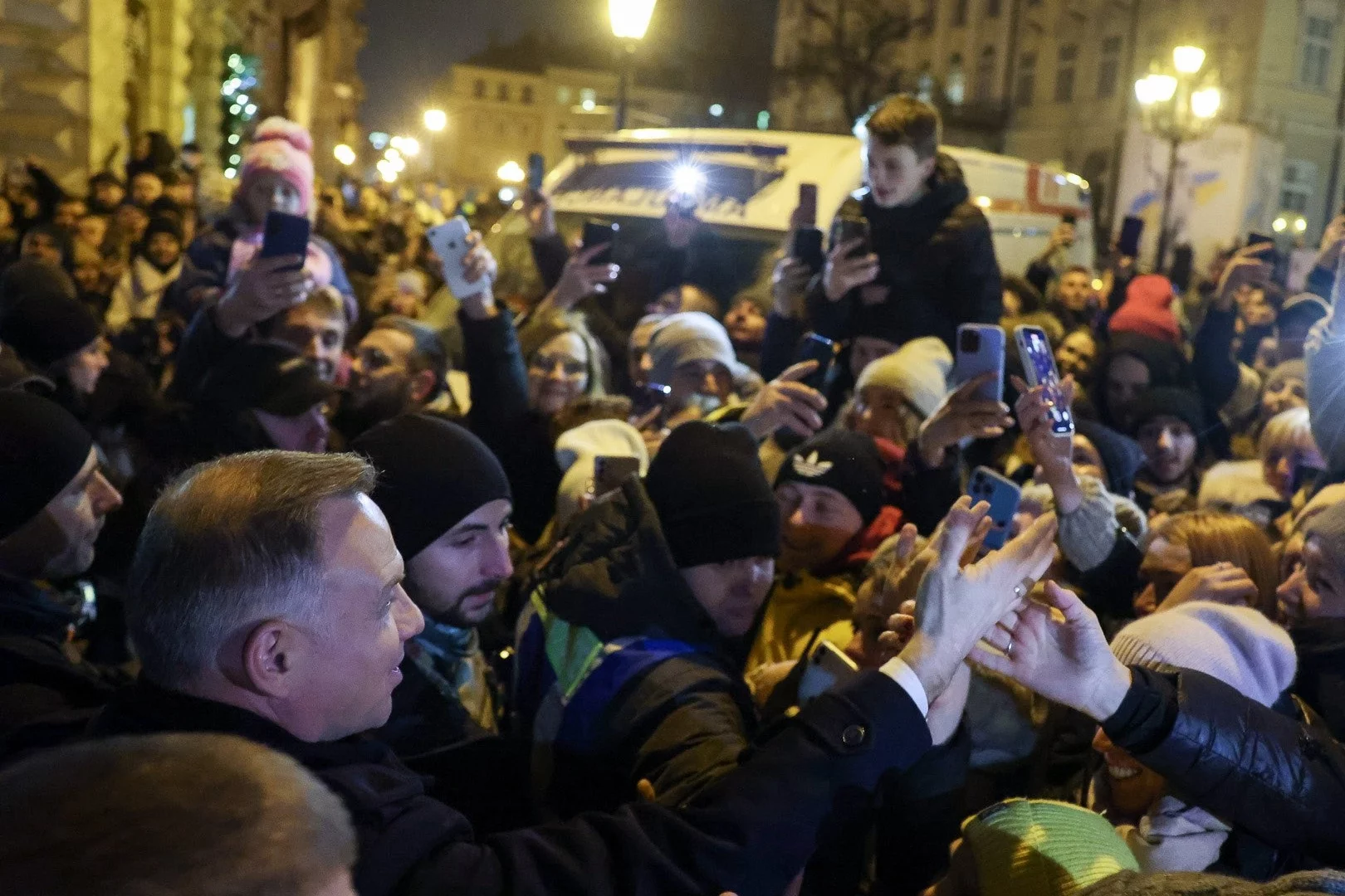 Andrzej Duda podczas spotkania we Lwowie.