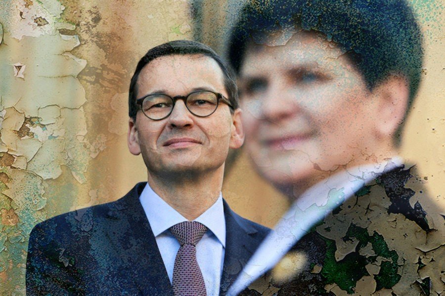 Premier Mateusz Morawiecki i była premier Beata Szydło. To ona w imieniu PiS używała hasła "Polska w ruinie". Internauci używają tego hasła by podsumować obraz, jaki niesie ze sobą Krajowy Plan Odbudowy.