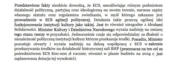 Fragment komunikatu Min. Kultury.