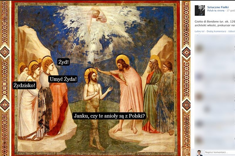 Jeden z obrazów artysty podpisującego się: "Sztuczne fiołki"