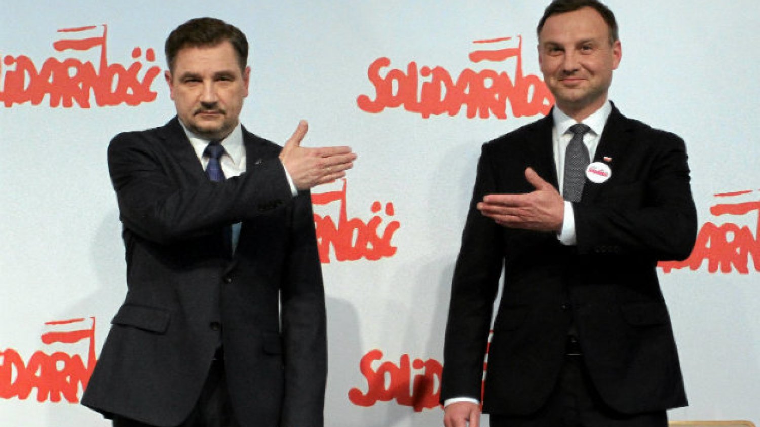 Andrzej Duda z liderem "Solidarności" Piotrem Dudą.