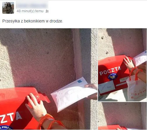 Dowód wysłania "przesyłki z bekonikiem"