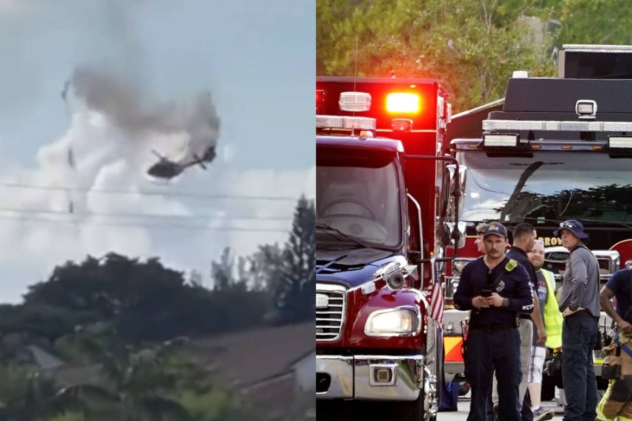 Floryda: helikopter straży pożarnej spadł na budynek. Wideo