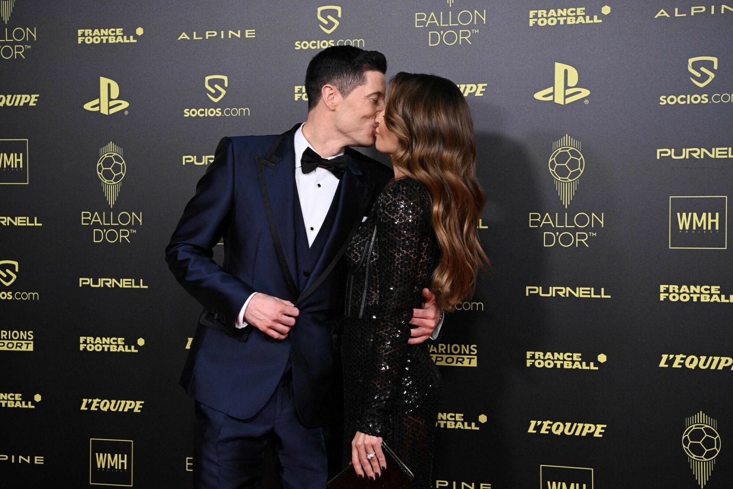 Anna i Robert Lewandowski podczas gali Złotej Piłki 2021
