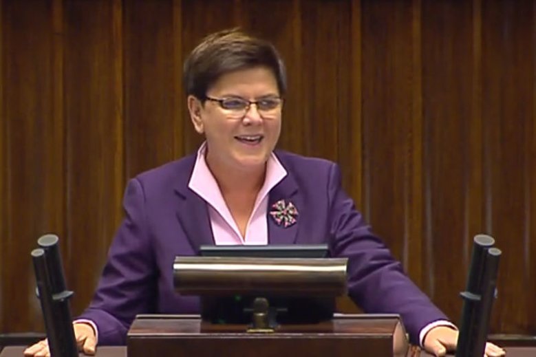 Premier Beata Szydło (PiS) na trybunie sejmowej.