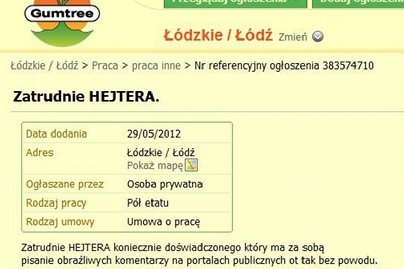 Ogłoszenie z serwisu Gumtree.pl