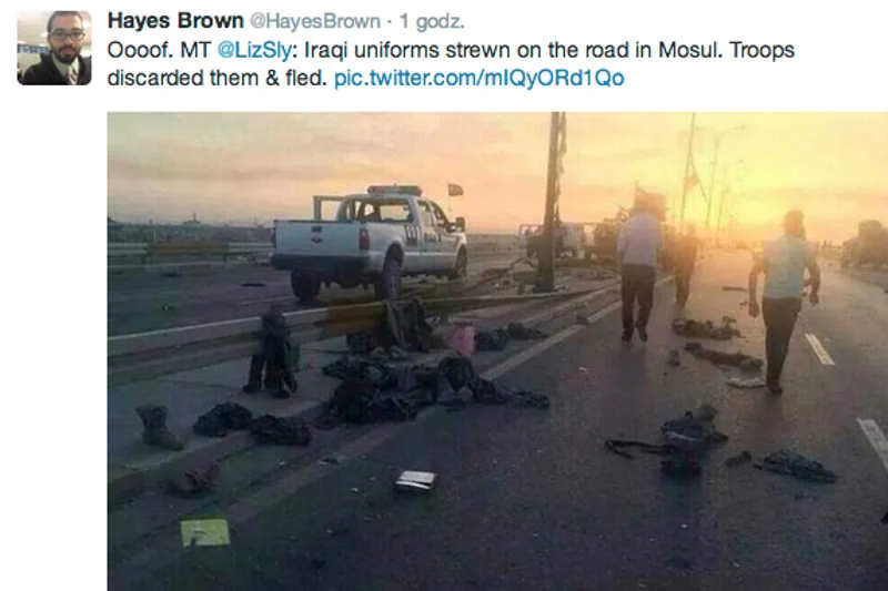 Iraccy żołnierze w pośpiechu opuszczali Mosul. Zostawili nawet mundury