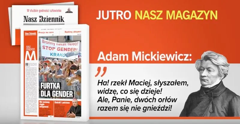 Screen ze spotu reklamowego "Naszego Dziennika"; wersja zaakceptowana przez TVP