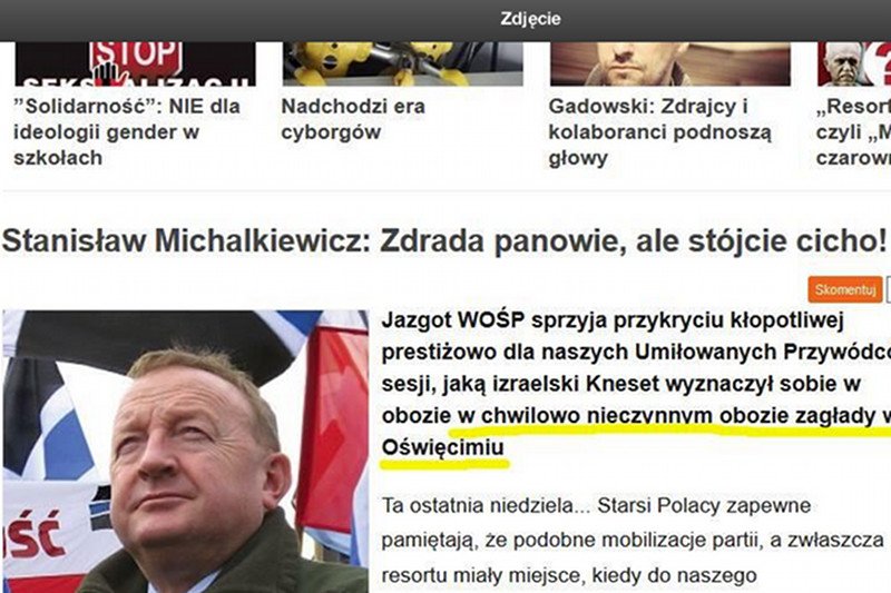 Stanisław Michalkiewicz napisał na "Frondzie" o "chwilowo nieczynnym" obozie zagłady