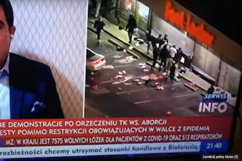 TVP Info pokazało zamieszki w USA. Na pasku pisali o proteście w Polsce.
