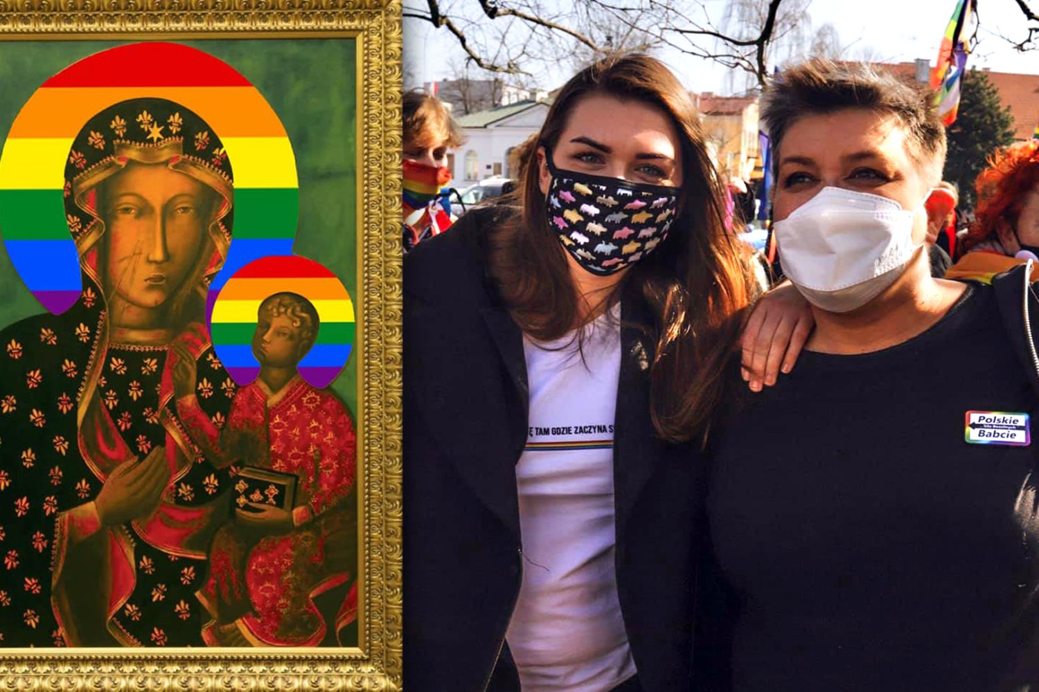 Matka Boska Tęczochowska albo Tęczowa Maryjka – tak internauci nazywają postać religii chrześcijańskiej, matkę Jezusa, z kolorową aureolą.