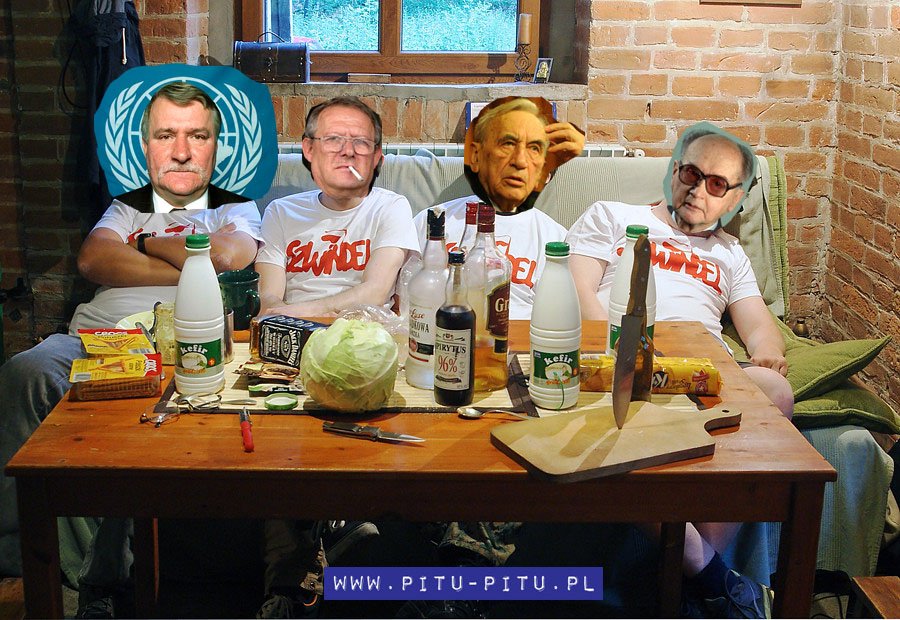 Satyrycy często nawiązują do postaci historycznych, traktując równo osoby z różnych stron dyskursu politycznego. Na zdjęciu redakcyjny fotomontaż.