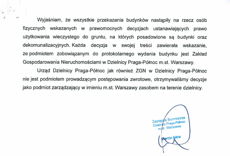 Fragment odpowiedzi.