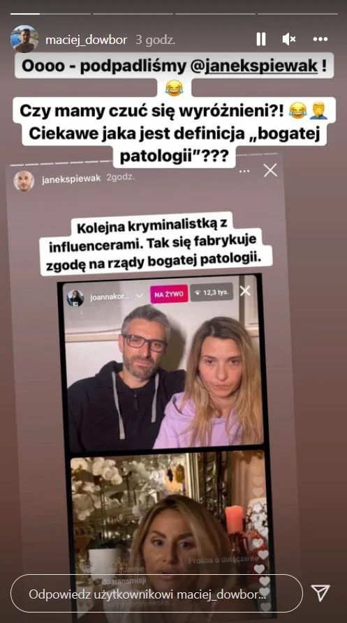 Maciej Dowbor i Jan Śpiewak. Ostra wymiana zdań na Instagramie.