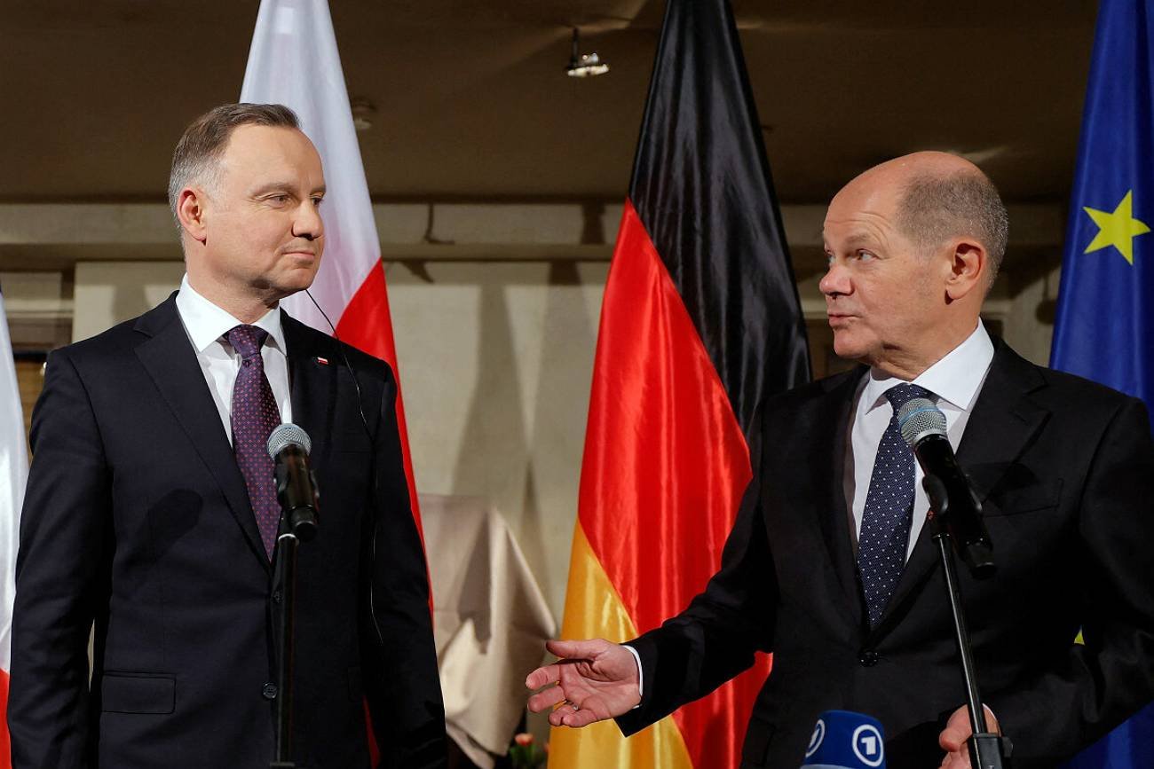 Prezydent Polski Andrzej Duda i kanclerz Niemiec Olaf Scholz
