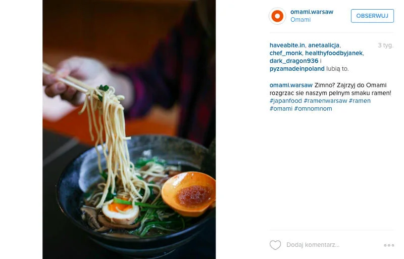 Zupa ramen jest idealna na zimę.
