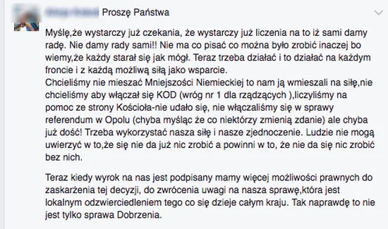 Opinia jednej z mieszkanek.