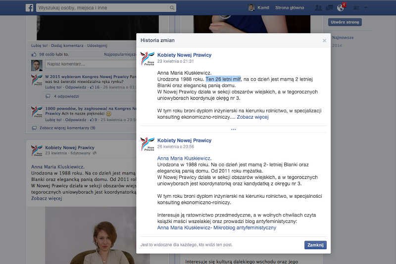 Kongres Nowej Prawicy obraża swoją działaczkę.