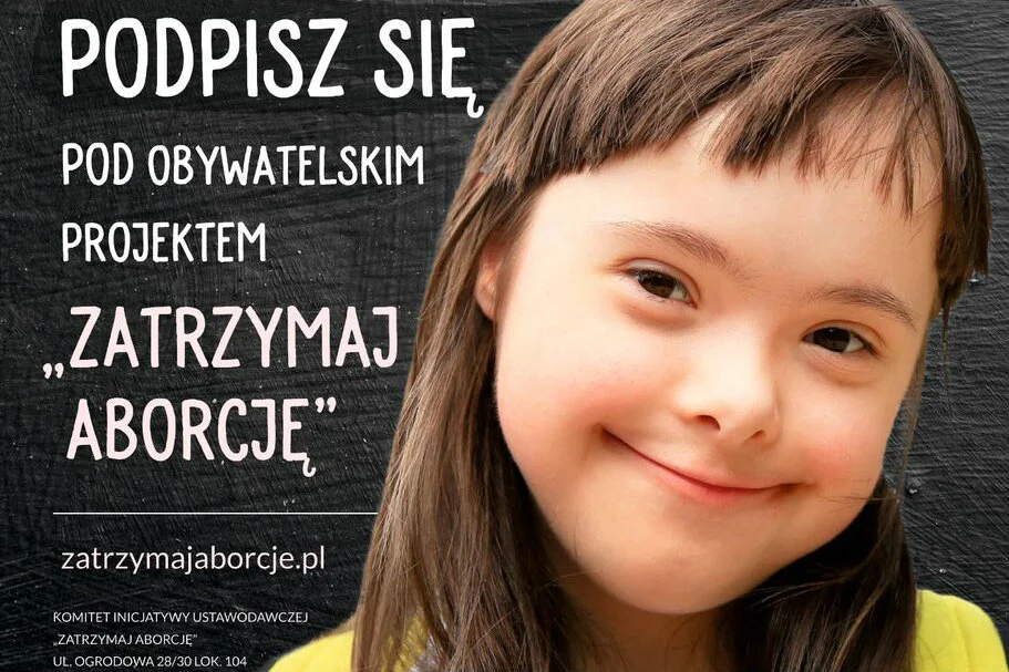 Plakat obywatelskiego projektu "Zatrzymaj aborcję"