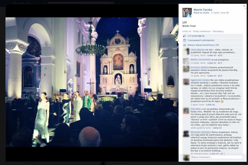 Marcin Tyszka skrytykował pokaz Macieja Zienia, który odbył się w warszawskim kościele.