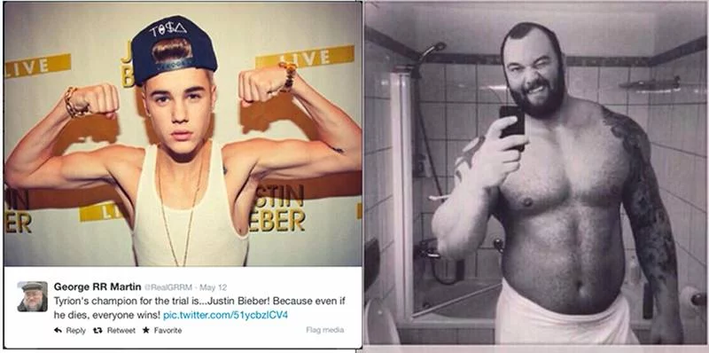 Tak prezentuje się Justin Bieber w "starciu" z Gregorem Cleganem