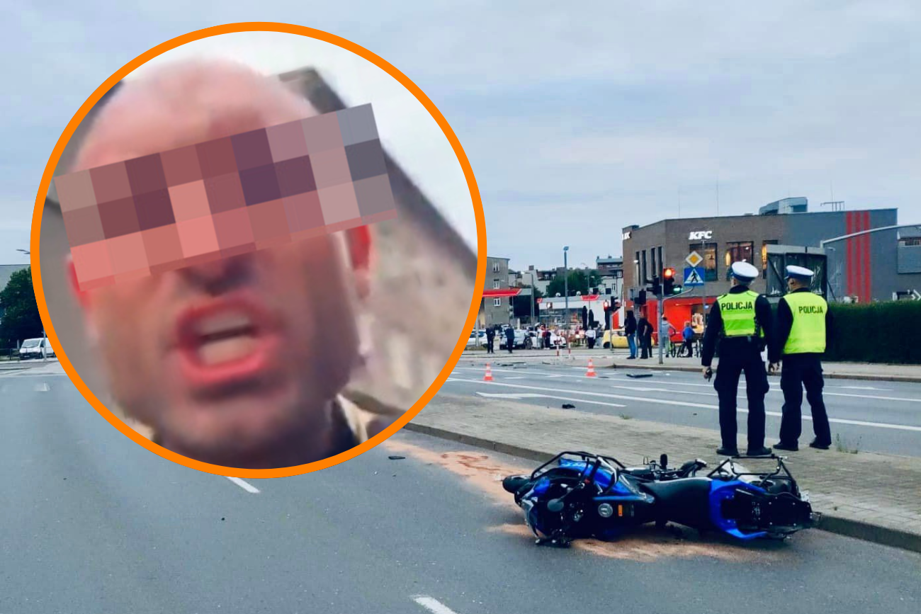 Słupsk. Kierowca mercedesa rozjechał motocyklistę na skrzyżowaniu