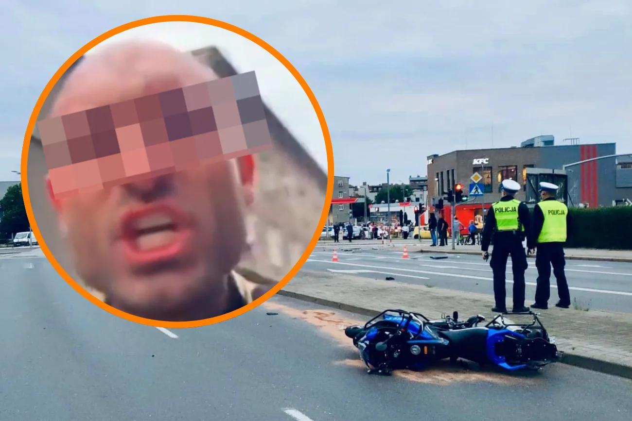 Słupsk. Kierowca mercedesa rozjechał motocyklistę na skrzyżowaniu