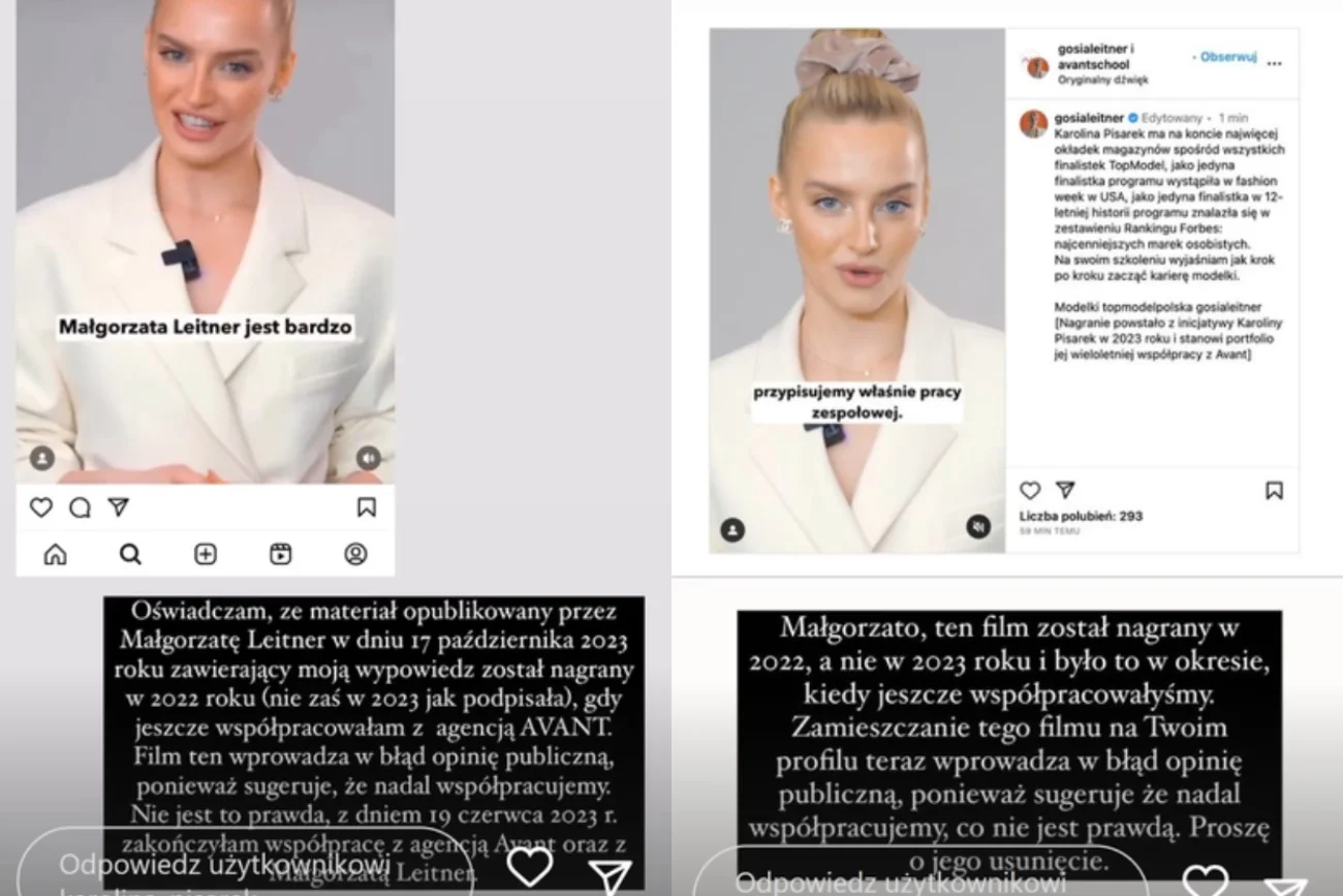 Leitner dodała nagranie z Pisarek. Była menadżerka odpiera zarzuty modelki