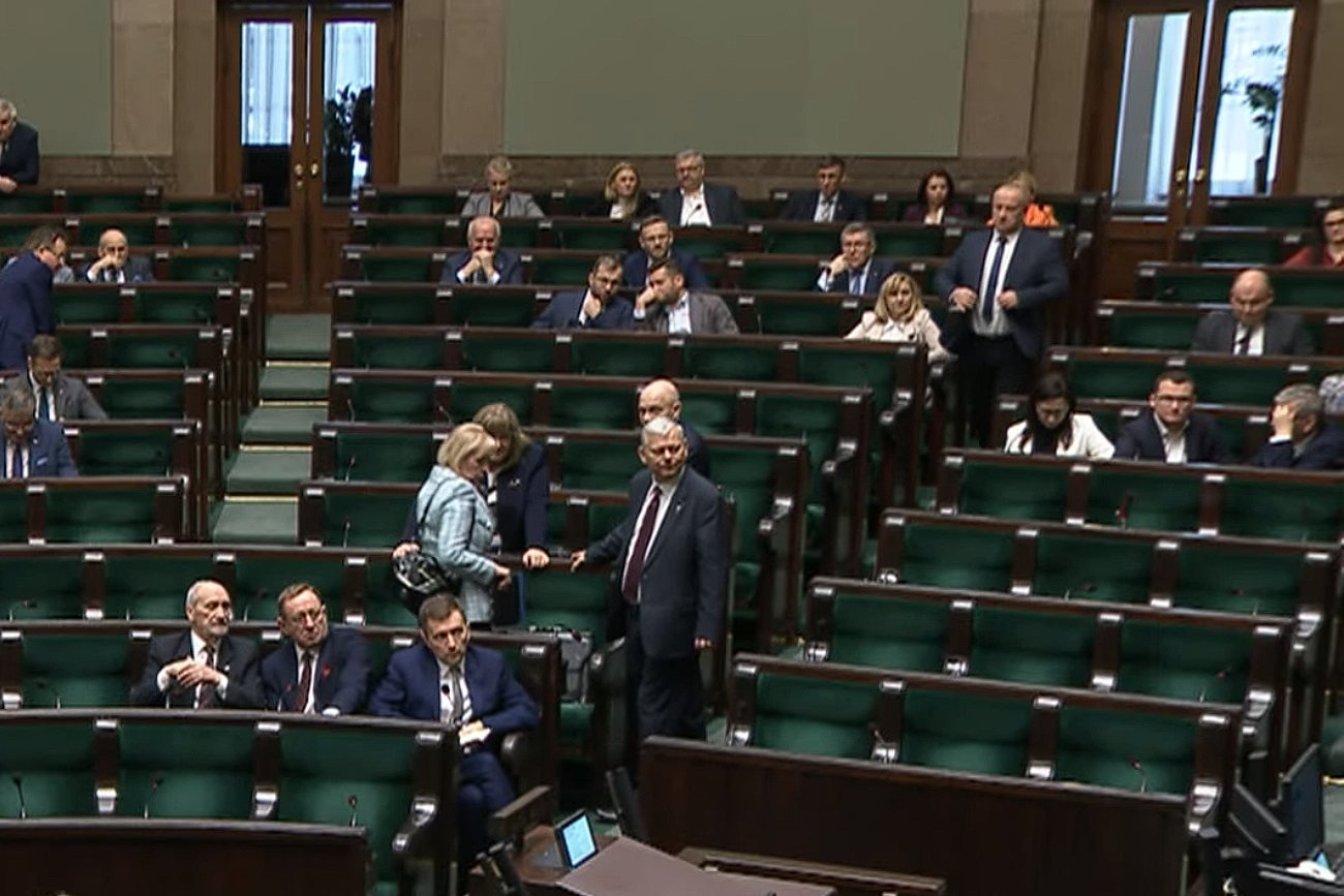 Marek Suski i Waldemar Andzel z PiS w Sejmie.