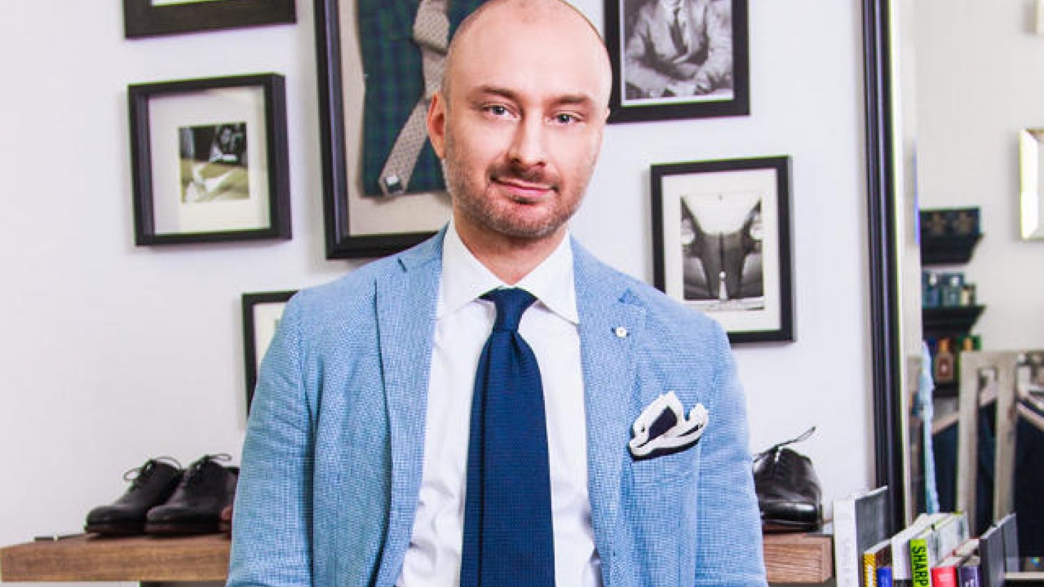 Wojciech Szarski w jego butiku Macaroni Tomato