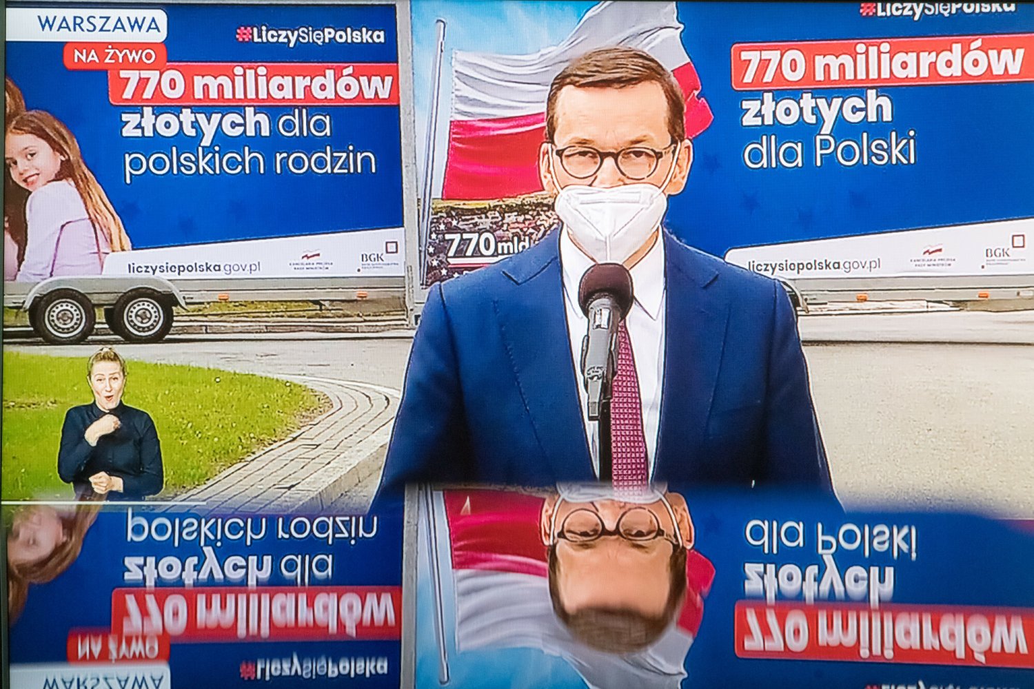 Konferencja prasowa premiera Mateusza Morawieckiego ws. środków z Krajowego Planu Odbudowy w kwietniu 2021 r.