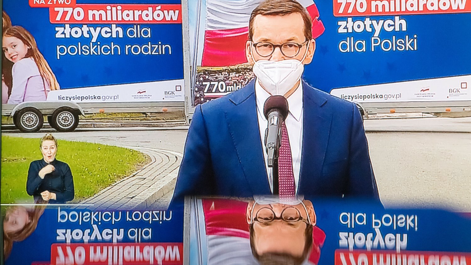 Konferencja prasowa premiera Mateusza Morawieckiego ws. środków z Krajowego Planu Odbudowy w kwietniu 2021 r.