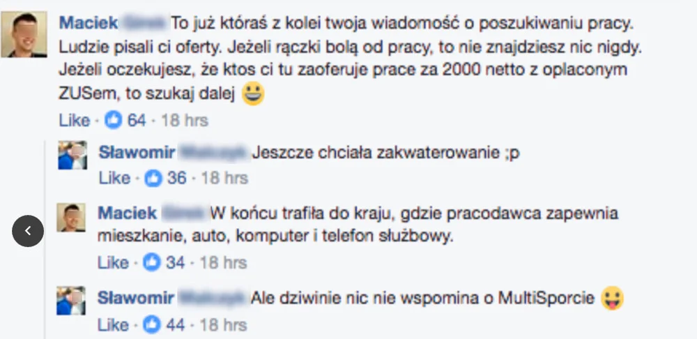 Oto jeden z pierwszych komentarzy pod ogłoszenie. Później było już tylko gorzej